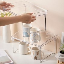 투명 아크릴 간이 테이블 접이식 트레이선반, 2단