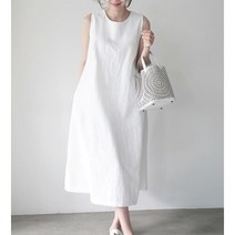 영메이 여성용 여름 사원한 민소매 면마 원피스 YM23020S