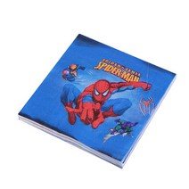 스파이더맨 테마 어린이 생일 용품 3D 그레이트 스파이더 호일 풍선 일회용 식기 냅킨 컵 파티 장식, [01] 기타 (ae˚) frequ, [24] Napkin - 20pcs