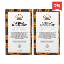 Nubian Heritage 아프리칸 블랙 비누 페이셜 클렌징 바 99g (3.5 oz), 2개