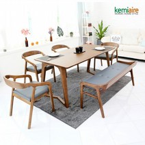 케미에르 티크로 6인 원목식탁SET(벤치형) KHD-661B, 네이비
