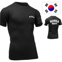 해군 쿨 드라이 ROKN 검정 반팔 군용 티셔츠 군인여름 군대용품