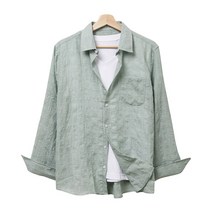 핫코드 남성용 린넨 그린 빅사이즈 남자 셔츠 354