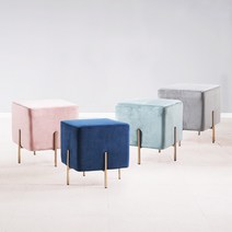 유리아 마스 벨벳 사각스툴 로즈골드스툴 화장대의자, 핑크