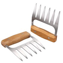 나무파쇄기 1PCS 바베큐 포크 곰 발톱 고기 슈레더 단열 넓은 나무 손잡이, 01 wood