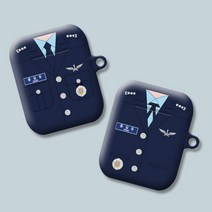 와우박스 주문제작 공군 정복 공무원 유니폼 계급 이니셜 문구 텍스트 에어팟 버즈 무선 이어폰 케이스, 유광 하드케이스, 에어팟(1세대/2세대)