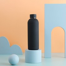레코드롭 대용량 휴대용 뚜껑 보온 냉 커피 워터 보틀 텀블러, 500ml, 검은 색