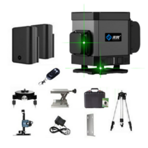 휴대용 레이저 레벨기 거리 측정기 8 12 16 라인 수평자 수평기 줄자 수직 수평 고정밀, [11블랙] 16라인 그린레이저+배터리2+베이스+삼각대