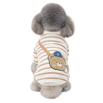 펫느 강아지옷 고양이옷 줄무늬 부끄 곰돌이 티셔츠, 브라운