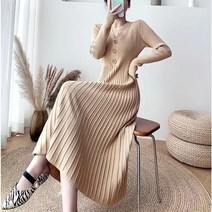 pm6 플리츠원피스 겨울 원피스 니트 빅사이즈 롱원피스 여성 하객룩 하객 피로연
