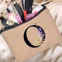 명품화장품파우치 투명파우치 생리대파우치 화장품가방 꽃 편지 인쇄 여성 화장품 가방 신부 들러리 메이크업 가방 핸드백 보관 파우치 웨딩 파티 신부 선물 린넨 지퍼 파우치