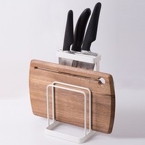 깨끗한 화이트 심플 스틸 칼 도마 거치대, 화이트 칼 도마거치대