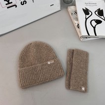 후암마켓 여성 골지 비니 모자 핸드워머 장갑 세트