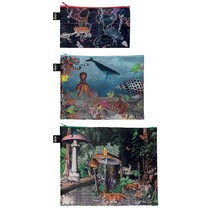LOQ 아티스트 Kristjana S Williams 지퍼 포켓 3개 세트 세계지도, World Map_Set of 3