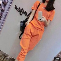 가바바 여성 반팔 트레이닝복 세트 운동복을 한 층 더 고급스럽게 자수 포인트 여름 트레이닝복 세트 G60085