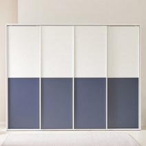 엉클잭 애플 비스포크 컬러도어 슬라이딩 옷장 장롱 3200, 라이트그레이, E형 (옷장+긴옷장+옷장+수납옷장)