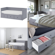 이케아 싱글/수퍼싱글+ 침대 HEMNES 헴네스 데이베드프레임+서랍3 그레이 80x200 cm