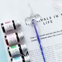 [갓샵]캘리그라피 독학 글라스펜 유리펜 딥펜 세트 5color, 단품, 색상:스카이|사이즈:21*6cm