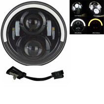 7quot헤드 라이트 LED 헤드 인치 바이크 오토바이 램프 H4 하이 로우 빔, 09 50w Halo light Black