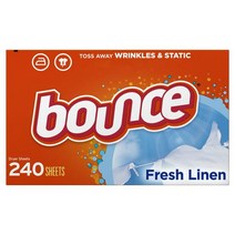 바운스 건조기시트 린넨 향기 240ct Bounce Fresh Fabric Softener Dryer Sheets Linen Scented, 1팩