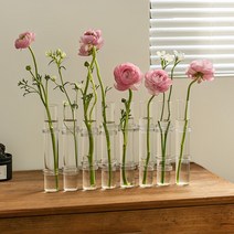 헤헤홈 이케바나 체체 시험관 화병 8구 인테리어 꽃( 세척솔 포함), 투명