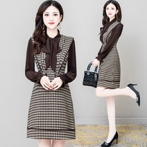 블랙체크원피스 여성 봄옷 2022 트렌드 슬림 여신 무드 작은 키 3677257548