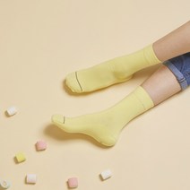 PL-008 삭스핏 레몬 플레인 크루삭스 아동양말 초등학생양말 (210-230mm)
