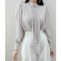 주름 타이 쉬폰 반목 블라우스 3col