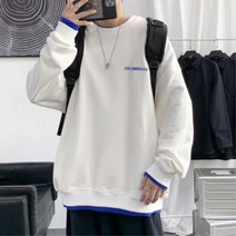 남성 밑단 배색 레이어드 맨두맨 긴팔티 맨투맨티셔츠