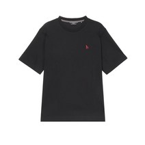 22SS [Soft-cotton] 블랙 퍼피자수 면 반팔 크루넥 HZTS2B503BK