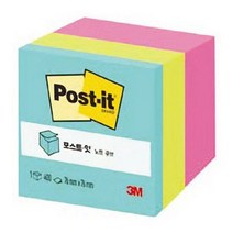 3M)포스트잇 노트(큐브 3색 AQ.NGFC) 메모 접착식지 지 학용품, 단품