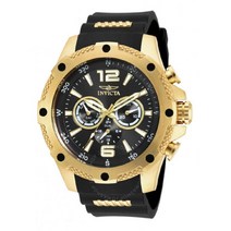 정품/Invicta I-Force Multi-Function Black Dial Black Polyurethane Mens Watch/19658