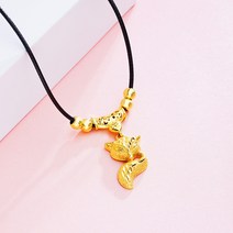 사금 모조 금 펜던트 여자 유로화 24K 금 목걸이 사엽초 복주머니 여우 목걸이