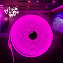aree LED DC12V 플렉시블 스트립 라인 줄 조명 5M 6*12mm, 마젠타핑크