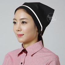 HA4348 검백머리스카프-끈/조리모자/위생모자/위생모/조리모/셰프모자/셰프모/셰프두건/조리두건/헬로모자/식당/조리사복/조리복, 1개