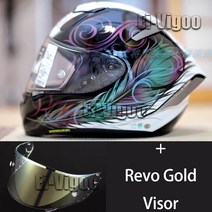 바이크 경량 배달 X-spirit-3 X14 KUJAKU TC10 헬멧 풀 페이스 레이싱 오토바이 전문, 08 Revo Gold Visor