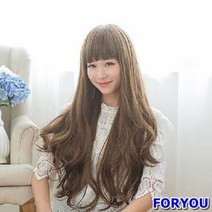 도매제국 긴머리가발 웨이브스타일 여신스타일 (망포함), 오렌 통 가발-밀크브라운(망 있음)