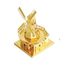 3D메탈미니골드 네덜란드풍차입체퍼즐건축물조립키트, 단품, 단품