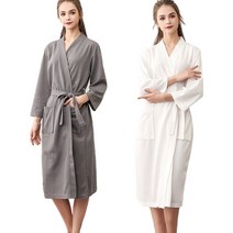 에버하우스 프리미엄 호텔 골프샤워가운 여성용 2개 세트, 화이트+그레이, XXXL
