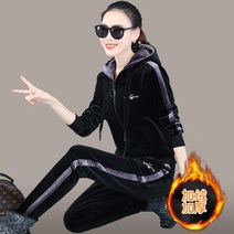 빅사이즈 벨벳 트레이닝복 세트 후드 기모 운동복 트레이닝 여성 츄리닝