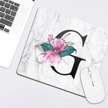 무선충전마우스패드 레이저 미끄럼 방지 게임용 마우스 패드 대형 가죽 이니셜 노트북 책상 매트 사무실 컴퓨터 액세서리 쿠션, [01] 25x21 CM, [08] 7.whitemarble G