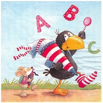 파스텔크래프트 IHR 냅킨아트 495400 Rabe Socke ABC 냅킨20매 33x33cm 0417, 20매입, 혼합색상