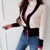 금찌 로센 라인 배색 가디건 JK5592