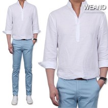 위앤드 7부 헨리넥 린넨 셔츠 2color L 3XL size