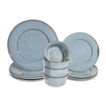 제이미 올리버 러스틱 플랫 림 12피스 접시 디너 세트 블루 Jamie Oliver Rustic Reactive Glaze Flat Rim