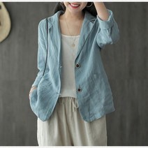 여성 린넨 자켓 코튼 캐주얼 블레이저 스타일 루즈핏 아우터 코트