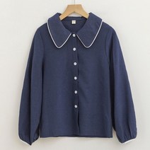 코디하기 좋은 데일리 코디룩 단정하고 세련된 블라우스 셔츠 2021 봄 여성 귀여운 스위트 피터팬 칼라 탑