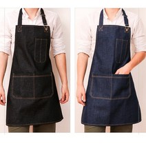 톰보 청 앞치마 남성 여성 공용 방수 면 공방, 블랙