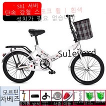 접이식자전거 바이크 접이식 자전거 바구니 초경량 출퇴근길 변속 소형, 22인치, 흰색