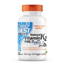 내추럴 비타민 K2 MK-7 위드 메나Q7 플러스 비타민 D3 60 베지캡슐, 1개, 60개